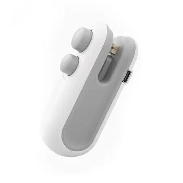 White Portable Snack Sealing Machine Dual-Purpose Bag Opener & Sealer Household Food Preservation Tool