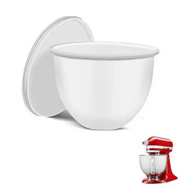 White Silicone Non Stick Mixing Bowl With Lid 27*24*5cm Fits 5 Quart Bench-top Mixers