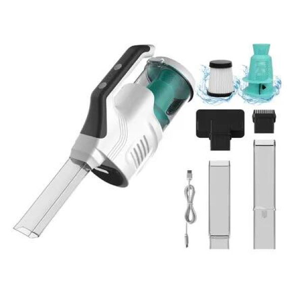 White Wireless Vacuum Cleaner for Car Home Portable Strong Suction Small HighPower