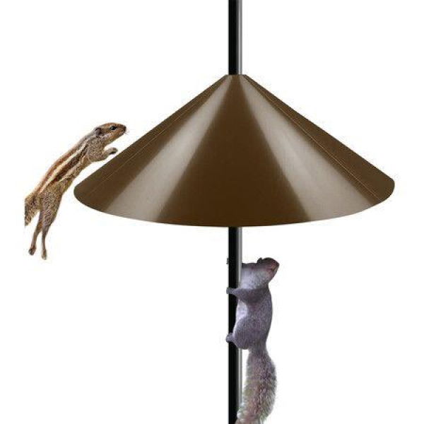 Wide Squirrel Baffle For Bird Feeder Pole Outside Pole Mount Stopper & Birdhouse Guard For Outdoor Shepherds Hook (Brown 19 Inch 1 Pack)