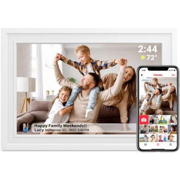 WiFi Digital Photo Frame 10.1 Inch Smart Touchscreen Auto-Rotate HD IPS Display Family Picture Wall Mount