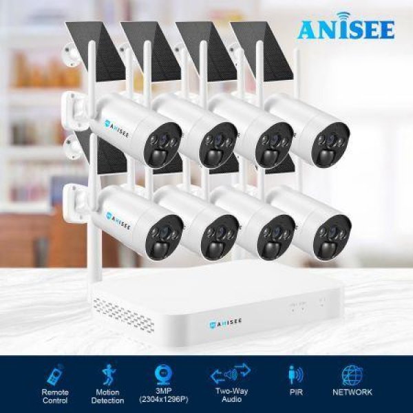 Wifi Security Cameras 8 Set Wireless CCTV Home Spy Surveillance System Outdoor With 16CH NVR Solar Panel Battery