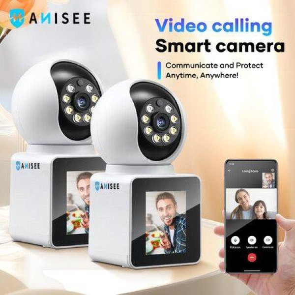 WiFi Security Camerax2 Baby Home Cam Wireless Surveillance Motion Detection 2K 3MP 2 Way Video Pet Smart Indoor Desktop Monitor