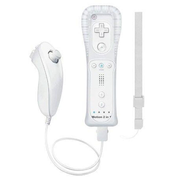 Wii Controller Motion Plus with Nunchuck,Wii Remote Controller Compatible with Wii/Wii U with Wrist Strap and Case,White