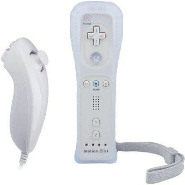 Wii Remote Controller - Replaceable Remote Game Controller With Nunchuck Joystick Silicone Case And Wrist Strap For Nintendo Wii And Wii U (White)