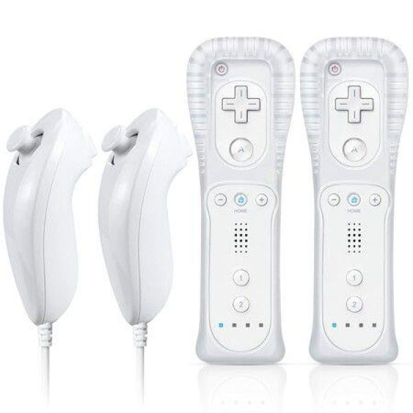 Wii Remote Controller with Nunchuck Compatible with Wii and Wii U in 2-Pack White