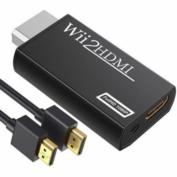 Wii to HDMI Converter Adapter with Hdmi Cable Connect Wii Console to HDMI Display in 1080p Output Video with 3.5mm Audio Supports All Wii Display Modes Black