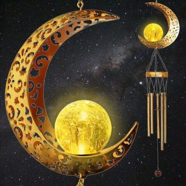 Wind Chimes For Outdoor Moon Wind Chimes With Glass Ball Crackle For Christmas Gifts Decorations