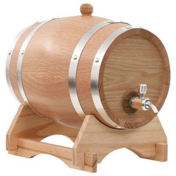 Wine Barrel With Tap Solid Oak Wood 6 L