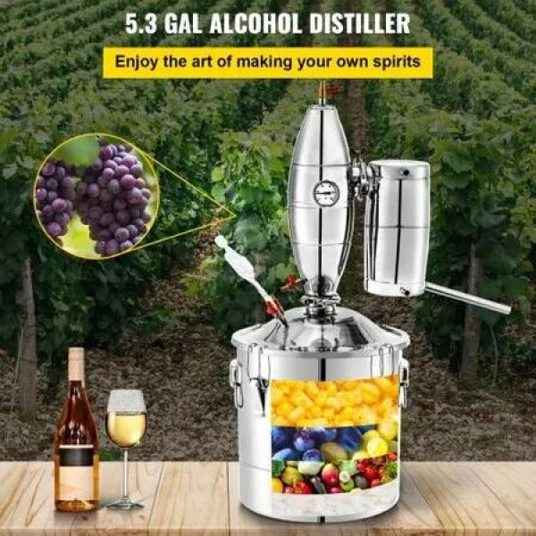 Wine Boiler Water Alcohol Distiller 5.3 Gallon Moonshine Still for Wine Maker