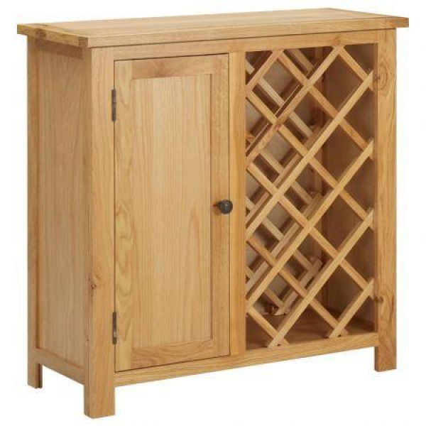 Wine Cabinet For 11 Bottles 80x32x80 Cm Solid Oak Wood