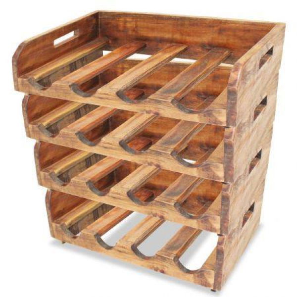 Wine Racks 4 Pcs For 16 Bottles Solid Reclaimed Wood