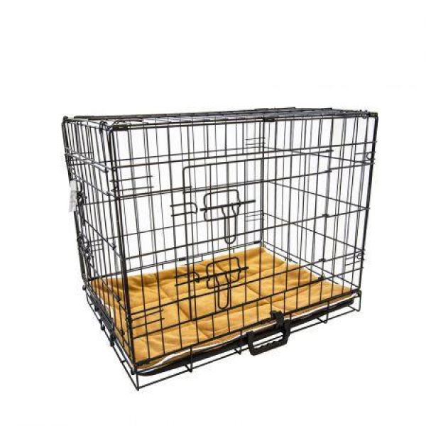 Wire Dog Cage Foldable Crate Kennel 24 Inches With Tray + Cushion Mat Combo.