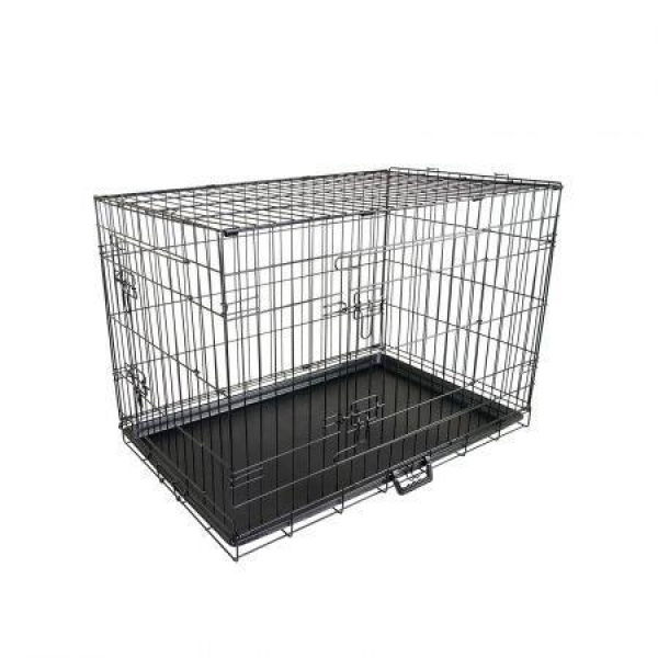 Wire Dog Cage Foldable Crate Kennel 24 Inches With Tray