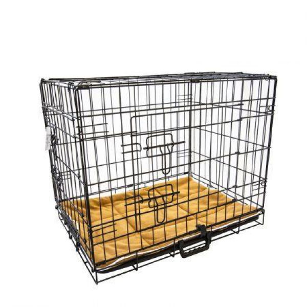 Wire Dog Cage Foldable Crate Kennel 30 Inches With Tray + Cushion Mat Combo.