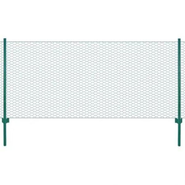 Wire Mesh Fence with Posts Steel 25x0.5 m Green