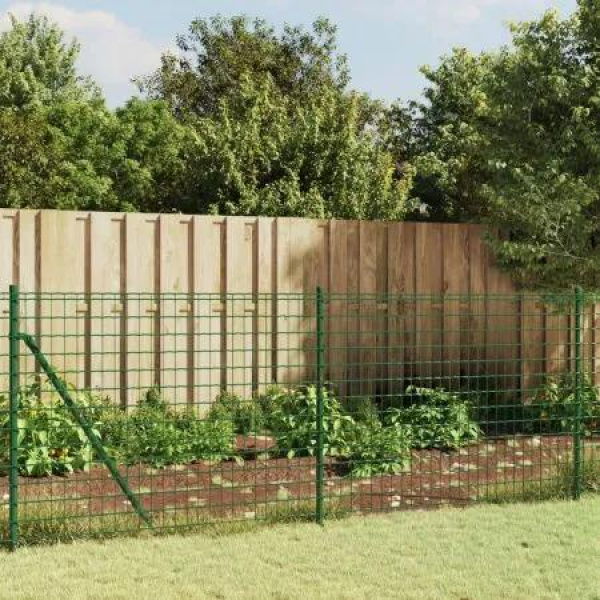 Wire Mesh Fence with Spike Anchors Green 1x25 m