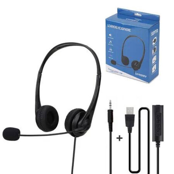 Wired PC Headset with Noise Cancelling Mics USB Teaching Office Home Network Class Student Education