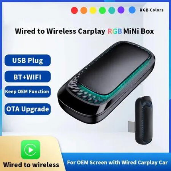 Wired to Wireless CarPlay AI Box Adapter for Car Stereo USB Dongle Plug and Play Automatic Smart Link Phone CarPlay