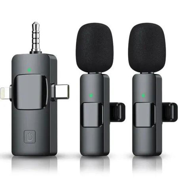 Wireless 3-in-1 Mini Microphone with 2.4G Ultra-Low Delay for or iPhone/Android/Video Recording/Vlog