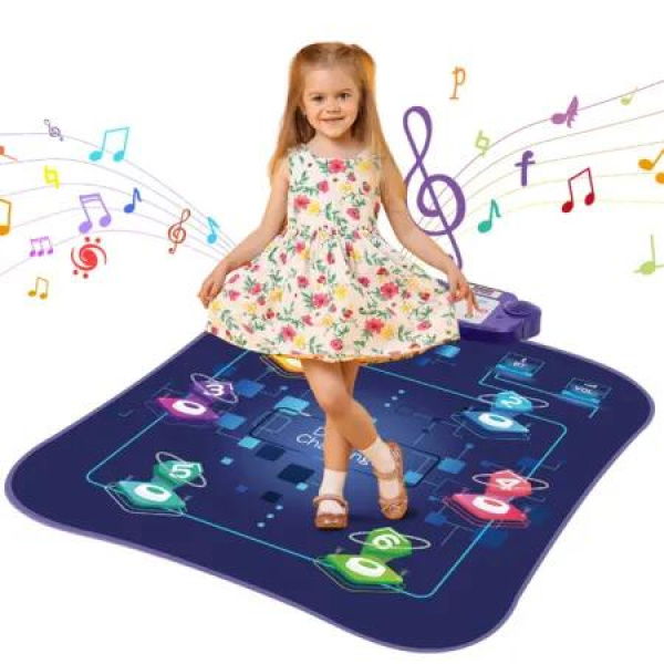 Wireless Bluetooth Dance Mat Electronic Pad with 6-Button Rhythm Step Play Mat,LED Lights,5 Game Modes,Adjustable Volume,Toys Gifts for Kids 3+ Year Old