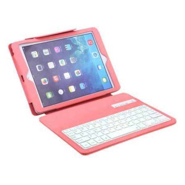 Wireless Bluetooth English Keyboard Cover Case For IPad 5 IPad Air - Pink