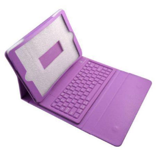 Wireless Bluetooth Keyboard PU Leather Case Stand For Apple IPad Air - Purple