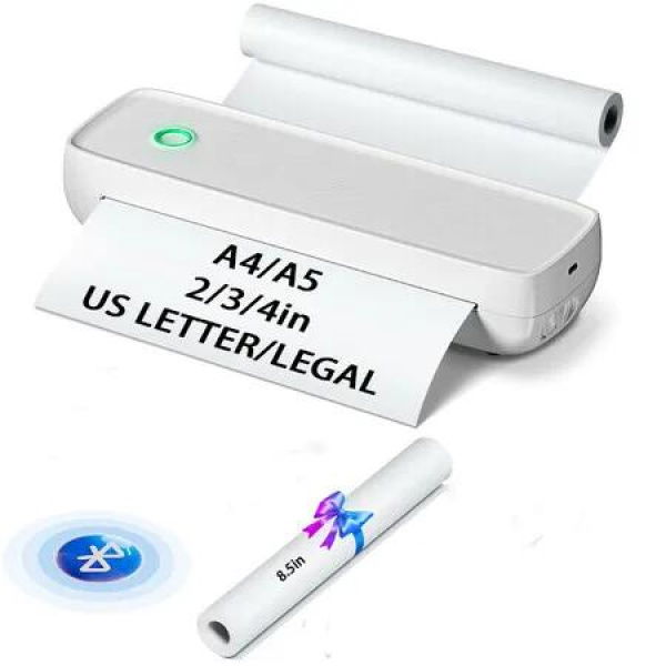 Wireless Bluetooth Printer Portable A4 A5 8.5x11 Thermal Inkless iOS Android Laptop Office Home Travel