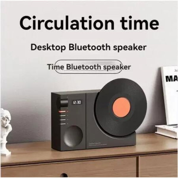 Wireless Bluetooth Speakers Desktop Retro Clock Audio Subwoofer Outdoor Portable Plug-in Card Music Player Color Black