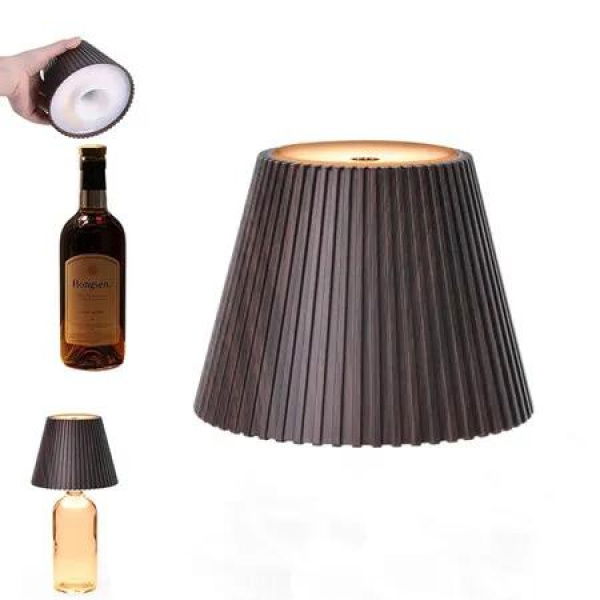 Wireless Bottle Lamp for Bar Decor, 3 Level Brightness Lampshades for Table Lamps, RGB Lamp for Bedroom, Black