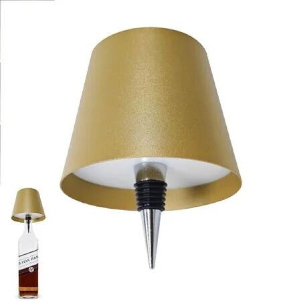 Wireless Bottle Lamp,New 3 Color Rechargeable Wine Bottle Lights for Bars Restaurants (Gold,1PC)