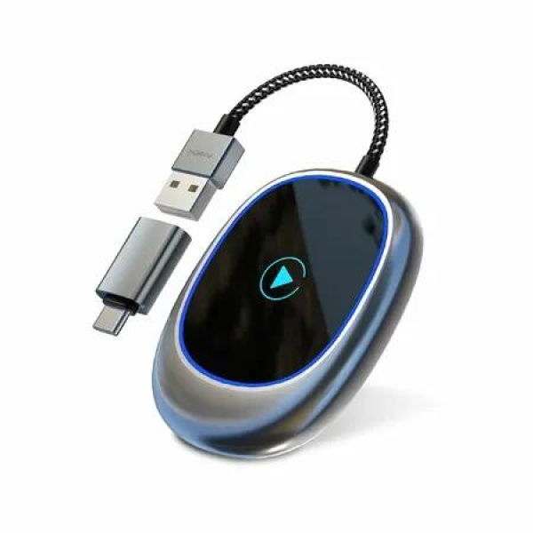 Wireless Carplay Adapter Android Auto Wireless Smart USB Dongle Mini 2in1 Connect Adapter for All Wired Carplay Cars