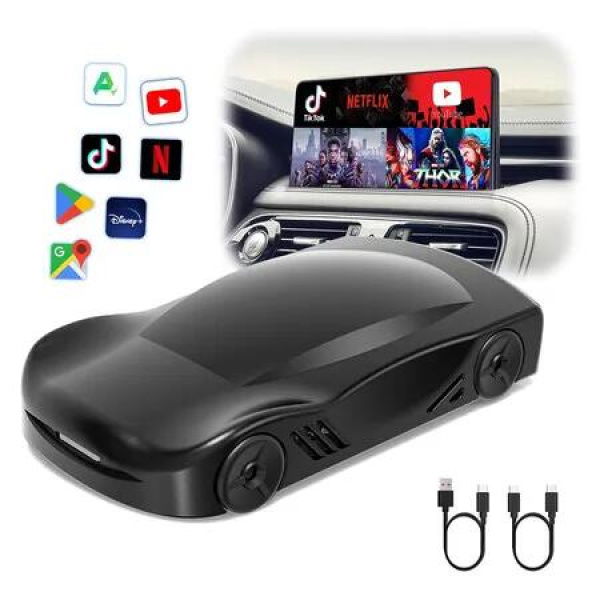 Wireless CarPlay Adapter Compatible with YouTube/Netflix/Disney/Google Play/TF Card/Mirror Link 2024 Newest Magic Box Wireless Andriod Auto Adapter for 2017+ OEM Wired CarPlay