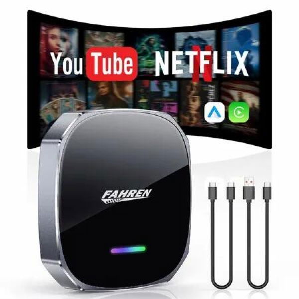 Wireless CarPlay Adapter for iPhone & Android Auto,Support Netflix/YouTube,Plug & Play,Only Fit with The 2018+ Cars with OEM Wired CarPlay