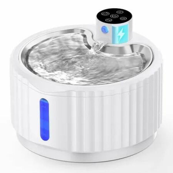 Wireless Cat Water Fountain 2.8 L Battery Operated Pet Water Dispenser with Stainless Steel Tray, Motion Sensor,Quiet Pump