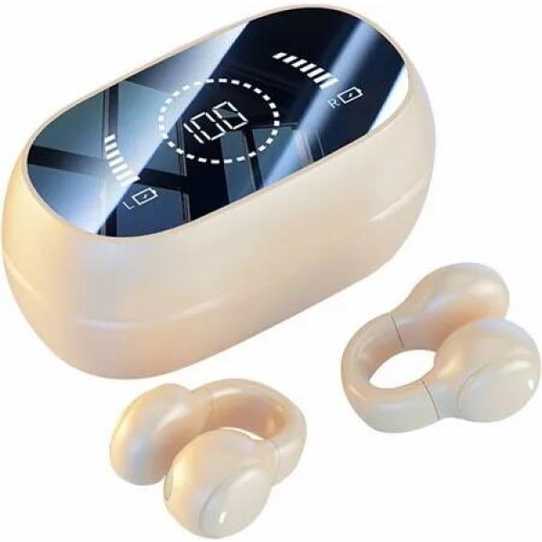 Wireless Clip On Bone Conduction Earbuds Bluetooth Earclip Headphones with Open Ear Design Waterproof Bone Conducting Earbuds,Skin