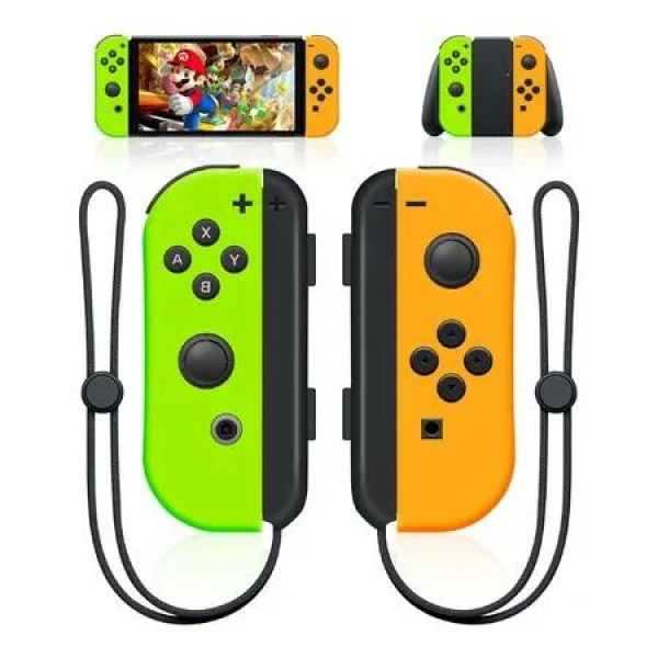 Wireless Controllers Left & Right Replacment for Switch with Dual Vibration, Wake-up Function, and Motion Control (Yellow & Green)