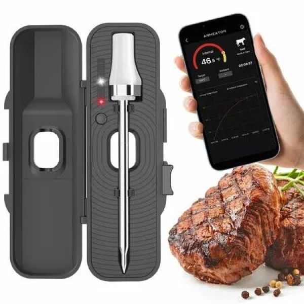 Wireless Digital Meat Thermometer for Grilling Cooking,Instant Read Food Thermometers Bluetooth App-Enabled for Steak,BBQ
