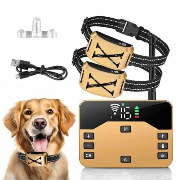 Wireless Dog Fence Outdoor Wireless Boundary Containment System Electric Dog Fence Training Collar with Remote Vibration Shock Waterproof for 2 Dogs