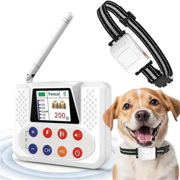 Wireless Dog Fence System, Electric Fence for Dog with Big LCD Screen, Portable Wireless Fence and Training Collar for 1 Dog