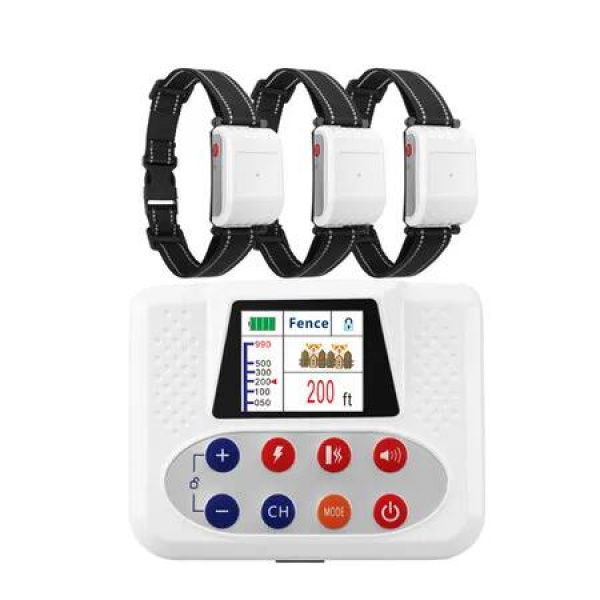 Wireless Dog Fence System, Electric Fence for Dog with Big LCD Screen, Portable Wireless Fence and Training Collar for 3 Dogs