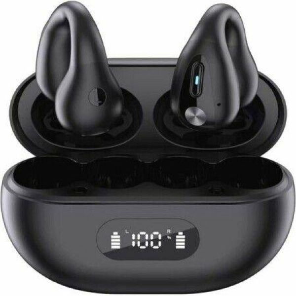 Wireless Ear Clip Bone Conduction Headphones For Running Sports (Black)