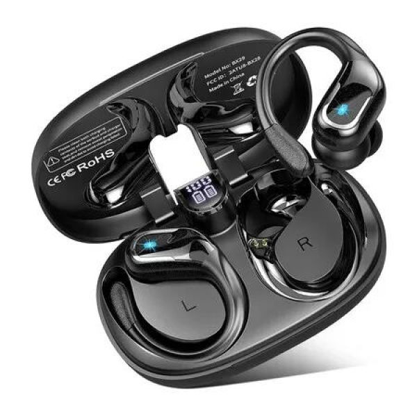 Wireless Earbud Bluetooth 5.4 Headphones, Bluetooth Earbuds Deep Bass Noise Cancelling Mic, Wireless Ear Bud with LED Display, Black