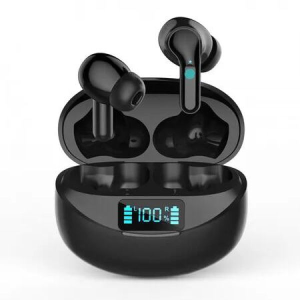 Wireless Earbuds, Bluetooth Headphones 5.3 HiFi Stereo, Wireless Earphones with ENC Noise Cancelling Mic, LED Digital Display, Black
