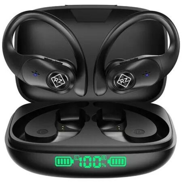 Wireless Earbuds Bluetooth Headphones Charging Case LED Display 40H Playtime Built in Mic Over Ear buds Waterproof with Earhooks Deep Bass for Sport Running Workout TV