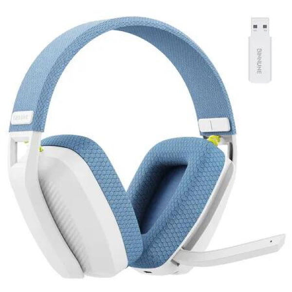 Wireless Gaming Headset with Flip Microphone for PC, PS4, PS5, 2.4GHz Wireless Bluetooth Headset Headphones with Mic for Laptop Computer,Blue and White