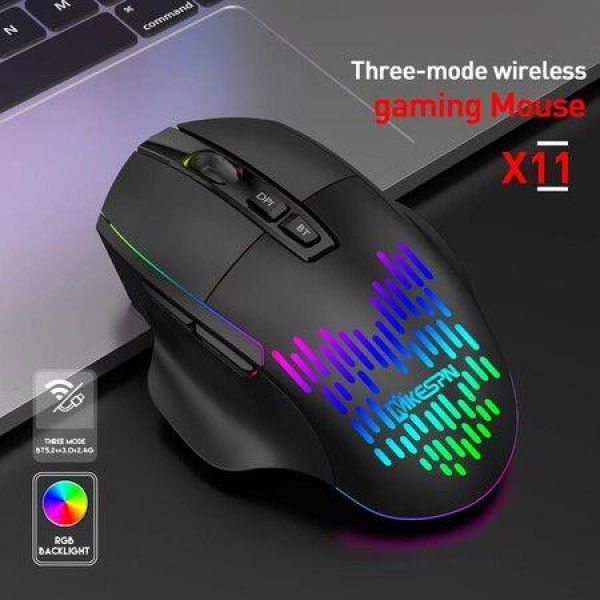 Wireless Gaming Mouse Three Modes 2.4G Bluetooth Wired Gamer Mouse For Laptop Optical Esports Mice 7 Buttons RGB Backlit.