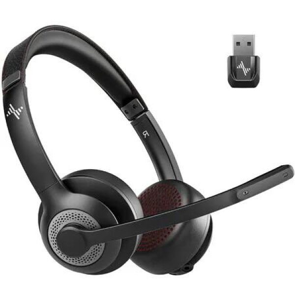 Wireless Headset with Advanced AI Noise Cancellation,Bluetooth V5.2 for seamless connectivity,USB Dongle for low-latency connection to computers & Mic Mute