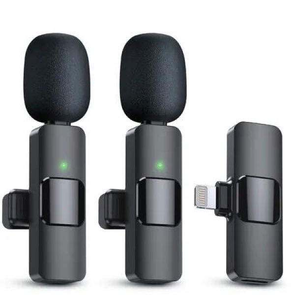 Wireless Lavalier Microphone Crystal Clear Sound Recording iPhone iPad Podcast Vlogging 2PCS