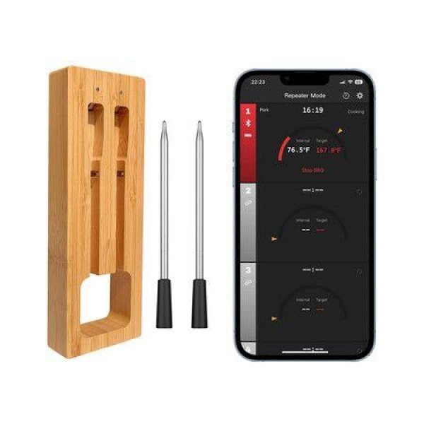 Wireless Meat Thermometer,Bluetooth Meat Thermometer with 300ft Wireless Range,Digital Cooking Thermometer with Alert for BBQ,Oven,Smoker,Air Fryer